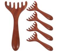 Lurrose Set di 5 spazzole massaggianti in legno per il cuoio capelluto, massaggiatore spa a sei dita in legno per la testa, strumento terapeutico naturale portatile per la di capelli, cuoio capelluto,