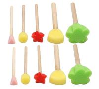 Lurrose Set di Pennelli in Spugna da Disegno 25 Pezzi Manico in Legno per Bambini, Accessori Pittura Fai da Te, Strumenti Graffiti Colorati per Arte e Creatività Scolastica Colore Casuale