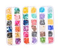 Lurrose Set Unghie Donna 3 Confezioni 36 Pezzi di Conchiglia Naturale per Manicure Pratica e Decorativa Scatola Portaoggetti per Feste e Body Art Stili multipli
