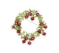 Lurrose Spilla in Lega Perle Naturali in Stile Ramo di Mirtillo Rosso, Spilla da Colletto Retrò Verniciata a Fuoco, Accessorio Donna per Matrimoni e Feste