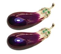 Lurrose Spille da Bavero Accessorio Elegante alla Moda a Forma di Melanzana 2 Pezzi in Rame Leggero e Resistente per Borse e Cordini per Feste Speciali