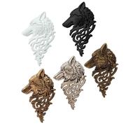 Lurrose Spille da Bavero Vintage a Forma di Testa di Lupo in Lega Set da 5 Pezzi, Accessori da Camicia Maschili per Feste e Compleanni, Spille da Abito Uomo Design Retrò Colore Casuale