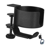 Lurrose Supporto Auricolari Regolabile Scrivania con Morsetto Porta Cuffie e Porta Bicchiere Girevole Organizer Salvaspazio per Controller e Telecomandi