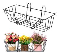 Lurrose Supporto per Piante in Ferro Portavasi Sospeso Quadrato, Portafiori da Parete Nero per Balcone e Giardino, Portavaso in Metallo Resistente Design Europeo