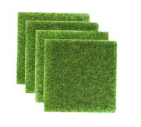 Lurrose Tappeto Erboso Finto in Plastica 15x15 Cm Set 4 Pezzi per Decorazioni a Tema e Modellini, Prato Artificiale Facile da Installare per Interni ed Esterni