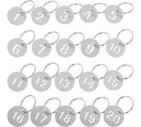 Lurrose Targhette Portachiavi Numerate da 23mm in Acciaio Inossidabile Rotonde 20 Pezzi e Etichette Valigie Resistenti per Organizzazione Chiavi