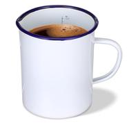 Lurrose Tazza Smaltata Retrò da 1000ml Manico, Resistente al Calore, per Tè Caffè e Bevande Calde, Tazza Versatile per Casa, Ufficio e Ristorante, Design Semplice e Duraturo