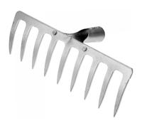 Lurrose Testa del Rastrello da Giardino in Metallo Robusta 9 Denti Argento Ricambio per Rastrello da Terra e Foglie Attrezzo Multifunzione per Giardinaggio e Uso Agricolo