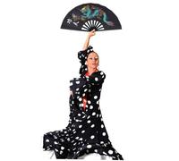 Lurrose Ventaglio Cinese in Plastica Nero con Drago Ventaglio per Performance e Danza Kung Fu Tai Chi Accessorio Resistente per Appassionati Arti Marziali e Spettacoli