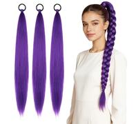 LURVOUS 3Pezzi Extension Capelli Viola 26 Pollici, Capelli Sintetici | Pre-Allungati per Halloween Cosplay Costume Anime Carnaval Scena, Il Regalo per Gli Appassionati di Cartoni Animati