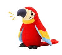 Lusacy Parlando di peluche pappagallo, pappagallo e uccello, giocattolo parlante, pappagallo con funzione di riproduzione (rosso)