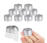 LusDoly 10 Pezzi Argento Barattoli in Alluminio 10 ml con Coperchio a Vite Finestra - Scatolette Tonde D32mm x H18mm - Contenitori Metallo Piccoli per Creme, Candele DIY, Viaggio