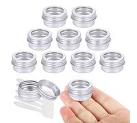 LusDoly 10 Pezzi Argento Barattoli in Alluminio 5 ml con Coperchio a Vite Finestra - Scatolette Tonde D26mm x H15mm - Contenitori Metallo Piccoli per Creme, Candele DIY, Viaggio