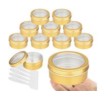 LusDoly 10 Pezzi Oro Barattoli in Alluminio 150 ml con Coperchio a Vite Finestra - Scatolette Tonde D83mm x H37mm - Contenitori Metallo Piccoli per Creme, Candele DIY, Viaggio