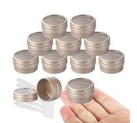 LusDoly 100 Pezzi Oro Opaco Barattoli in Alluminio 10 ml con Coperchio a Vite Finestra - Scatolette Tonde D32mm x H18mm - Contenitori Metallo Piccoli per Creme, Candele DIY, Viaggio