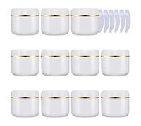 LusDoly 12 Pezzi 150 g Bianco Contenitori Cosmetici Plastica, 150 ml Crema Barattoli Vasetto Vuoto di Bordo Oro, Imbottitura interna, per Stoccaggio di Viaggi, Maschera, Cream gli occhi, DIY