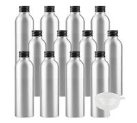 LusDoly 12 Pezzi 200 ml Bottiglia in alluminio argento con tappo a vite in Alluminio Nero per cosmetici Cosmetico Bagno Hotel la Cucina e il Lozione Corpo Doccia Shampoo Gel Viaggio