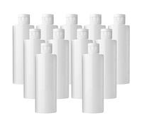 LusDoly 12 Pezzi 200ml flaconi vuoti da Bianco in plastica da viaggio bottiglia di lozione con Tappo Flip Top Bianco, ricaricabili, per lozione e shampoo Cosmetica Bottiglie Flaconi