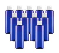 LusDoly 12 Pezzi 200ml flaconi vuoti da Blu in plastica da viaggio bottiglia di lozione con Tappo Flip Top Bianco, ricaricabili, per lozione e shampoo Cosmetica Bottiglie Flaconi