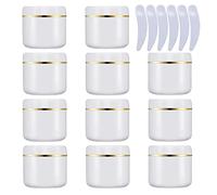 LusDoly 12 Pezzi 250 g Bianco Contenitori Cosmetici Plastica, 250 ml Crema Barattoli Vasetto Vuoto di Bordo Oro, Imbottitura interna, per Stoccaggio di Viaggi, Maschera, Cream gli occhi, DIY