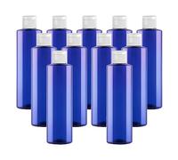 LusDoly 12 Pezzi 250ml flaconi vuoti da Blu in plastica da viaggio bottiglia di lozione con Tappo Flip Top Bianco, ricaricabili, per lozione e shampoo Cosmetica Bottiglie Flaconi