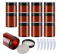LusDoly 12 Pezzi 250ml Marrone Plastica Crema Barattoli Vasetto con coperchio nero Barattoli Cosmetico Contenitore per Prodotti di Cosmetica