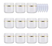 LusDoly 12 Pezzi 30 g Bianco Contenitori Cosmetici Plastica, 30 ml Crema Barattoli Vasetto Vuoto di Bordo Oro, Imbottitura interna, per Stoccaggio di Viaggi, Maschera, Cream gli occhi, DIY