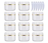 LusDoly 24 Pezzi 20 g Bianco Contenitori Cosmetici Plastica, 20 ml Crema Barattoli Vasetto Vuoto di Bordo Oro, Imbottitura interna, per Stoccaggio di Viaggi, Maschera, Cream gli occhi, DIY