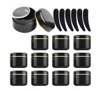 LusDoly 24 Pezzi 50 g Nero Contenitori Cosmetici Plastica, 50 ml Crema Barattoli Vasetto Vuoto di Bordo Oro, Imbottitura interna, per Stoccaggio di Viaggi, Maschera, Cream gli occhi, DIY