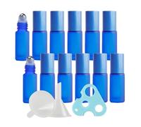 LusDoly 24 Pezzi Blu Bottiglia da 5 ml Roll On Vuoto Oli Essenziali Bottiglie in Vetro con tappi, Per Profumi, Liquidi, Oli Essenziali