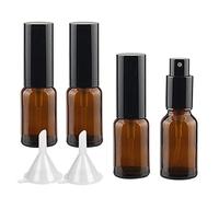 LusDoly 4 Pezzi 15ml Marrone Vetro flacone spray Con Sprayer Nero ideale per nebulizzazione Spruzzatori d'Acqua per Cosmetica Profumo, Imbuto