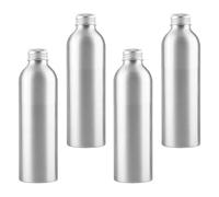 LusDoly 4 Pezzi 200 ml Bottiglia in alluminio argento con tappo a vite in Alluminio Argento per cosmetici Cosmetico Bagno Hotel la Cucina e il Lozione Corpo Doccia Shampoo Gel Viaggio