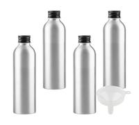 LusDoly 4 Pezzi 200 ml Bottiglia in alluminio argento con tappo a vite in Alluminio Nero per cosmetici Cosmetico Bagno Hotel la Cucina e il Lozione Corpo Doccia Shampoo Gel Viaggio