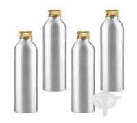 LusDoly 4 Pezzi 200 ml Bottiglia in alluminio argento con tappo a vite in Alluminio Oro per cosmetici Cosmetico Bagno Hotel la Cucina e il Lozione Corpo Doccia Shampoo Gel Viaggio