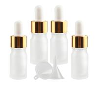 LusDoly 4 Pezzi Trasparente Opaco Bottiglie Contagocce in Vetro 5 ml, Vuoto Flaconi con Pipetta Contagocce d'oro, per Aromaterapia Olio Essenziale