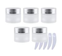 LusDoly 5 Pezzi 10ml Trasparente Opaco Vasetti Vetro con Coperchio in Argento 10ml Barattolo Cosmetici Vuoto Viaggio Contenitore Cosmetico per Crema Balsamo Labbra Campione
