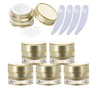 LusDoly 6 Pezzi 10 g liscio Oro Vasetti plastica, 10 ml Crema Barattoli Vasetto Vuoto con Coperchio, per Stoccaggio di Viaggi, Polvere, Maschera, Cream gli occhi, Balsamo Labbra DIY