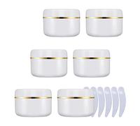 LusDoly 6 Pezzi 100 g Bianco Contenitori Cosmetici Plastica, 100 ml Crema Barattoli Vasetto Vuoto di Bordo Oro, Imbottitura interna, per Stoccaggio di Viaggi, Maschera, Cream gli occhi, DIY