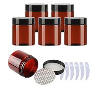 LusDoly 6 Pezzi 200ml Marrone Plastica Crema Barattoli Vasetto con coperchio nero Barattoli Cosmetico Contenitore per Prodotti di Cosmetica