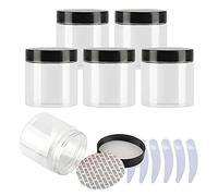 LusDoly 6 Pezzi 200ml Trasparente Plastica Crema Barattoli Vasetto con coperchio nero Barattoli Cosmetico Contenitore per Prodotti di Cosmetica