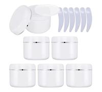 LusDoly 6 Pezzi 250 g Bianco Contenitori Cosmetici Plastica, 250 ml Crema Barattoli Vasetto Vuoto di Bordo argento, Imbottitura interna, per Stoccaggio di Viaggi, Maschera, Cream gli occhi, DIY