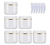 LusDoly 6 Pezzi 250 g Bianco Contenitori Cosmetici Plastica, 250 ml Crema Barattoli Vasetto Vuoto di Bordo Oro, Imbottitura interna, per Stoccaggio di Viaggi, Maschera, Cream gli occhi, DIY