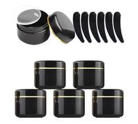 LusDoly 6 Pezzi 250 g Nero Contenitori Cosmetici Plastica, 250 ml Crema Barattoli Vasetto Vuoto di Bordo Oro, Imbottitura interna, per Stoccaggio di Viaggi, Maschera, Cream gli occhi, DIY