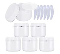 LusDoly 6 Pezzi 30 g Bianco Contenitori Cosmetici Plastica, 30 ml Crema Barattoli Vasetto Vuoto di Bordo argento, Imbottitura interna, per Stoccaggio di Viaggi, Maschera, Cream gli occhi, DIY