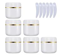 LusDoly 6 Pezzi 30 g Bianco Contenitori Cosmetici Plastica, 30 ml Crema Barattoli Vasetto Vuoto di Bordo Oro, Imbottitura interna, per Stoccaggio di Viaggi, Maschera, Cream gli occhi, DIY