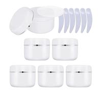 LusDoly 6 Pezzi 50 g Bianco Contenitori Cosmetici Plastica, 50 ml Crema Barattoli Vasetto Vuoto di Bordo argento, Imbottitura interna, per Stoccaggio di Viaggi, Maschera, Cream gli occhi, DIY