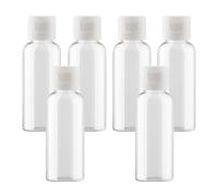 LusDoly 6 Pezzi 50ml flaconi vuoti da Trasparente in plastica da viaggio bottiglia di lozione con Tappo Flip Top Bianco, ricaricabili, per lozione e shampoo Cosmetica Bottiglie Gel Doccia Flaconi