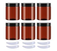 LusDoly 6 Pezzi 80ml Marrone Plastica Crema Barattoli Vasetto con coperchio nero Barattoli Cosmetico Contenitore per Prodotti di Cosmetica