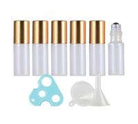 LusDoly 6 Pezzi Bianco Bottiglia da 5 ml Roll On Vuoto Portatile Oli Essenziali Bottiglie in Vetro Per Profumi, Liquidi, Oli Essenziali