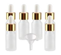 LusDoly 6 Pezzi Trasparente Opaco Bottiglie Contagocce in Vetro 10ml, Vuoto Flaconi con Pipetta Contagocce d'oro, per Aromaterapia Olio Essenziale Fragranze Coloranti